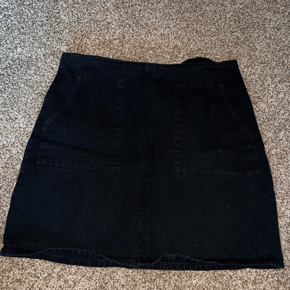 Black Corduroy Mini-Skirt